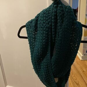 Forest green infinity scarf - knit